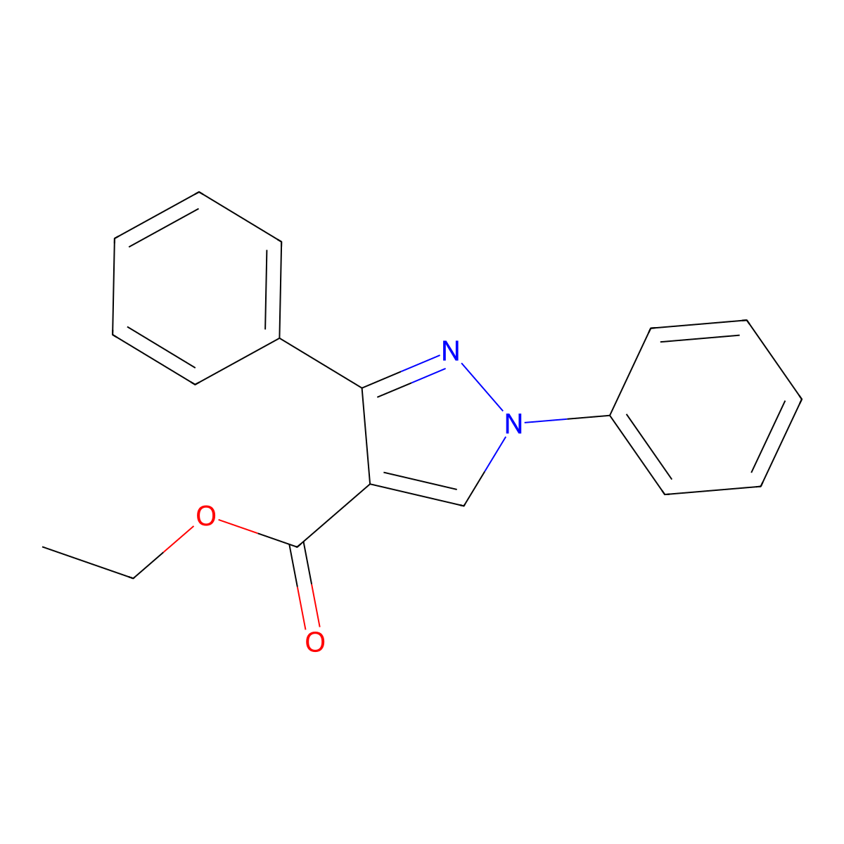 Ethyl 1,3-diphenyl-1H-pyrazole-4-carboxylate molecular structure, CAS 7189-03-9