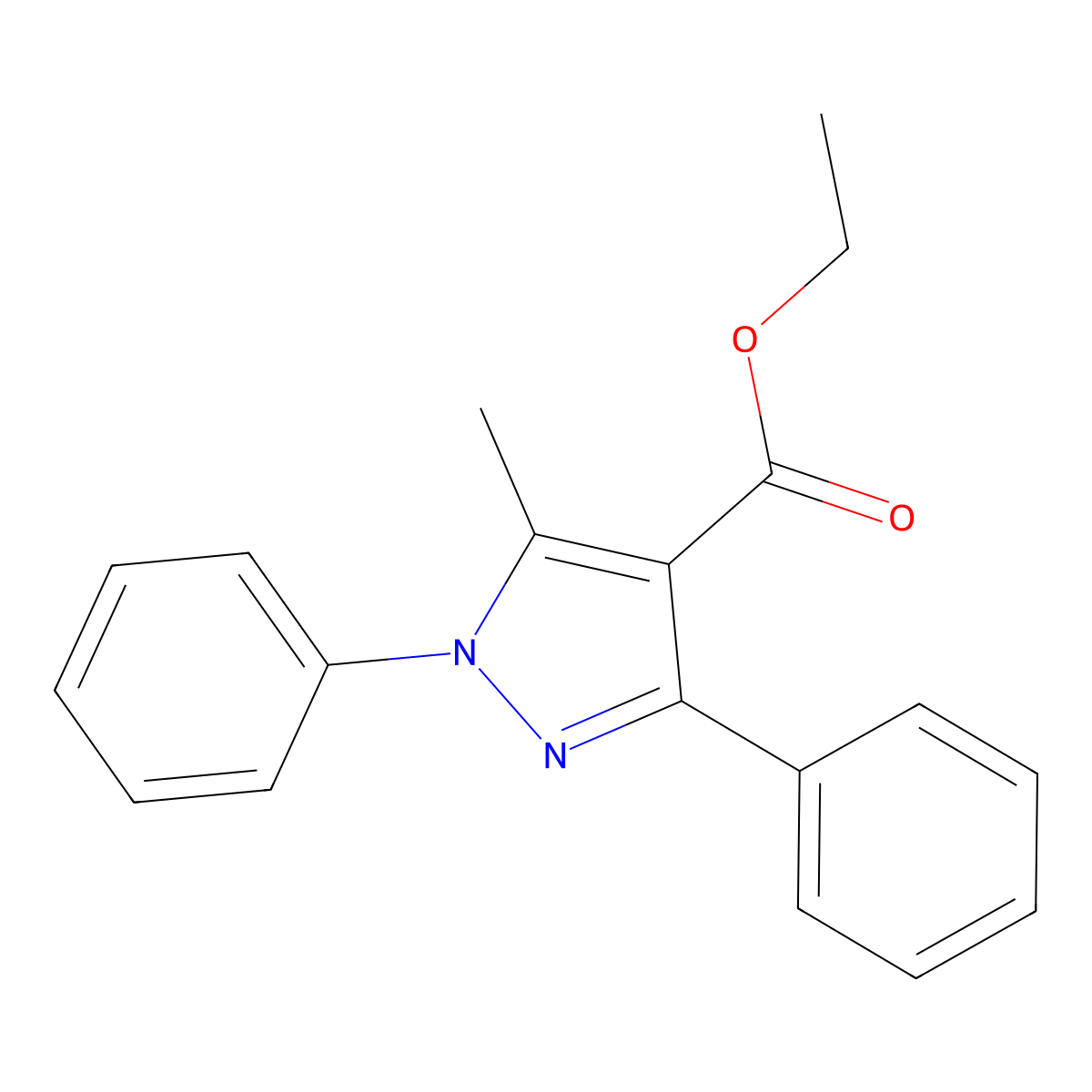 Ethyl 5-methyl-1,3-diphenyl-1H-pyrazole-4-carboxylate molecular structure, CAS 7189-04-0