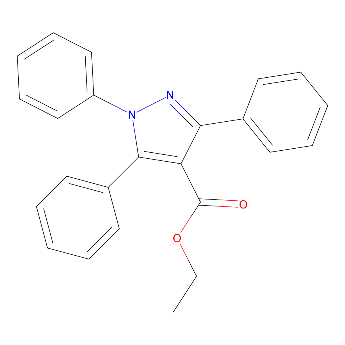 1H-Pyrazole-4-carboxylic acid, 1,3,5-triphenyl-, ethyl ester molecular structure, CAS 7189-12-0