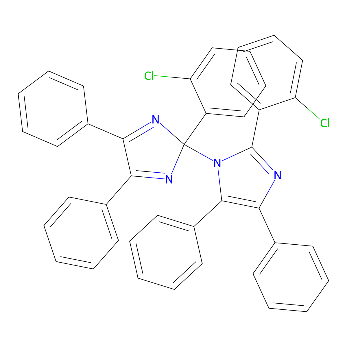 1H-Imidazole, 2-(2-chlorophenyl)-1-[2-(2-chlorophenyl)-4,5-diphenyl-2H-imidazol-2-yl]-4,5-diphenyl- molecular structure, CAS 7189-82-4