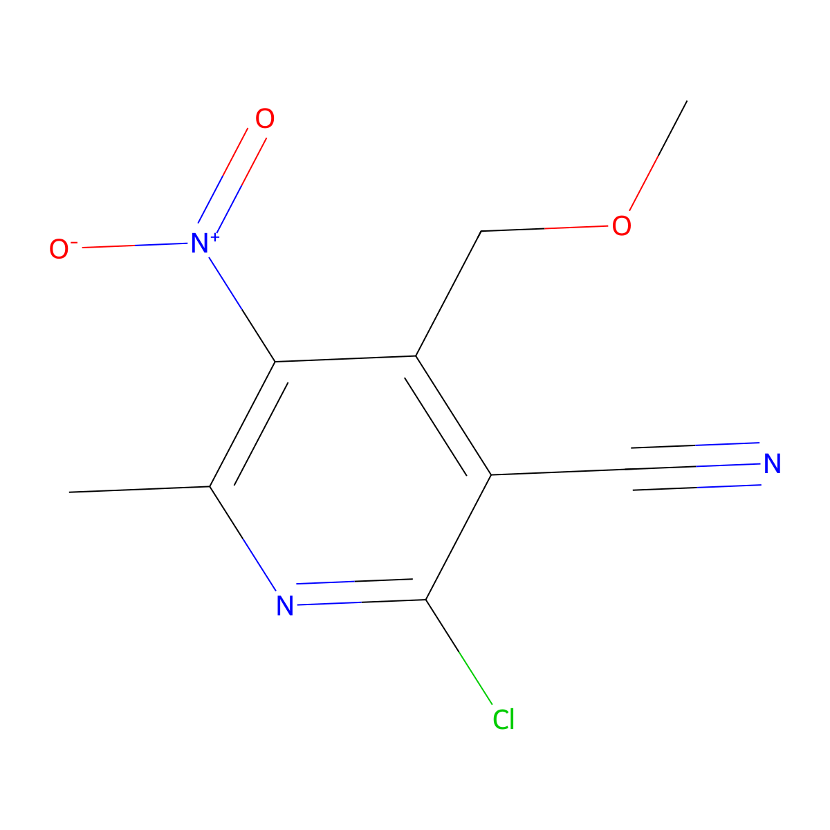 2-Chloro-4-(methoxymethyl)-6-methyl-5-nitro-3-pyridinecarbonitrile molecular structure, CAS 719-48-2