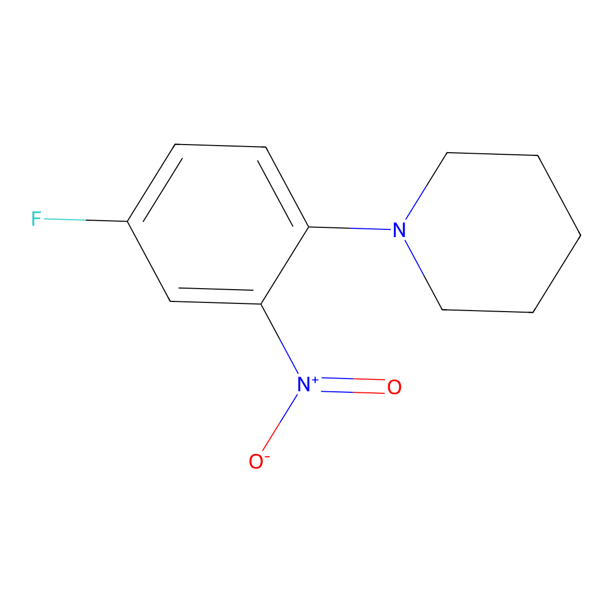 1-(4-Fluoro-2-nitrophenyl)piperidine molecular structure, CAS 719-70-0