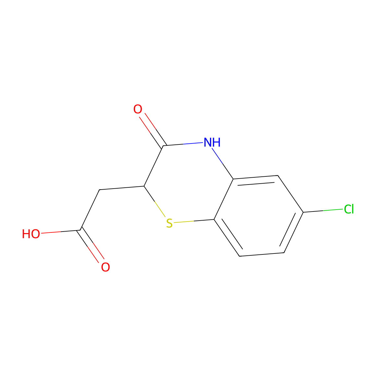 2-(6-chloro-3-oxo-3,4-dihydro-2H-1,4-benzothiazin-2-yl)acetic acid molecular structure, CAS 7190-20-7