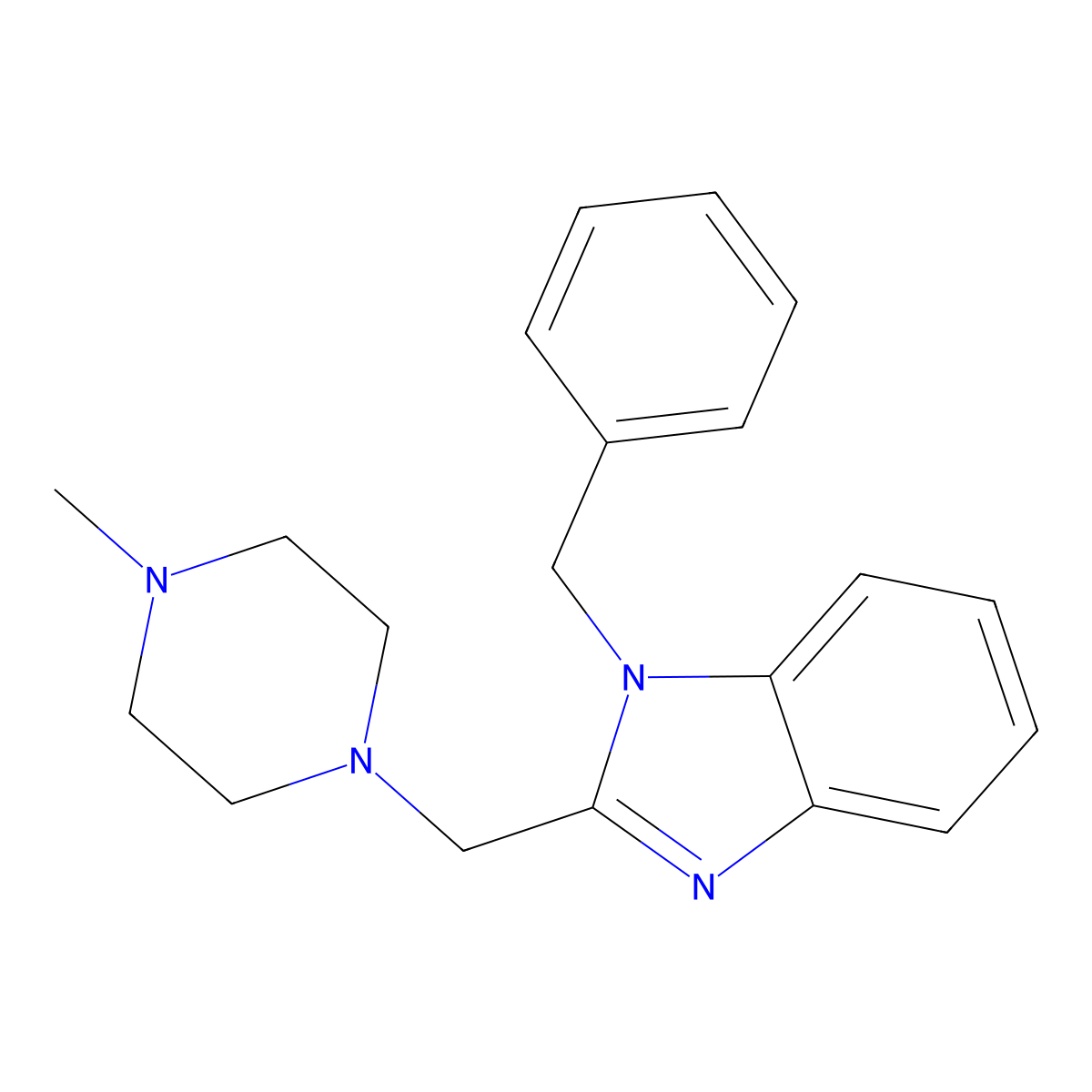 1-benzyl-2-[(4-methylpiperazin-1-yl)methyl]-1H-benzimidazole molecular structure, CAS 7192-01-0