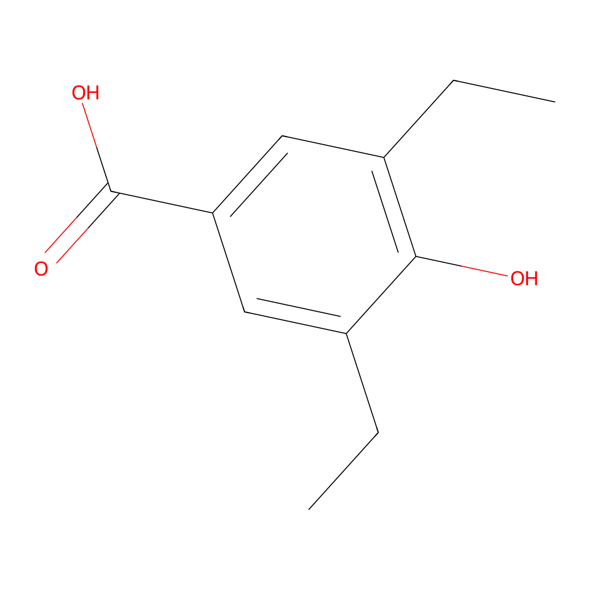 Benzoic acid, 3,5-diethyl-4-hydroxy- molecular structure, CAS 7192-42-9