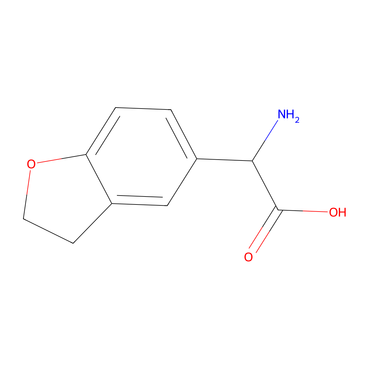 2-Amino-2-(2,3-dihydro-1-benzofuran-5-yl)acetic acid molecular structure, CAS 71922-83-3