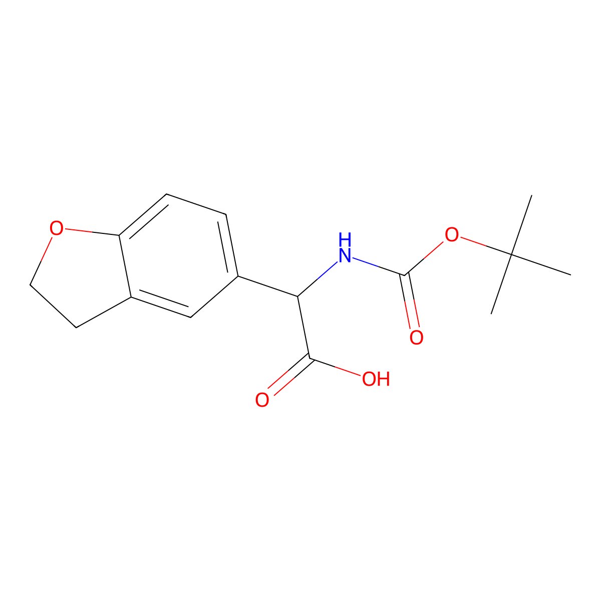 2-(Boc-amino)-2-(2,3-dihydrobenzofuran-5-yl)acetic acid molecular structure, CAS 71922-84-4