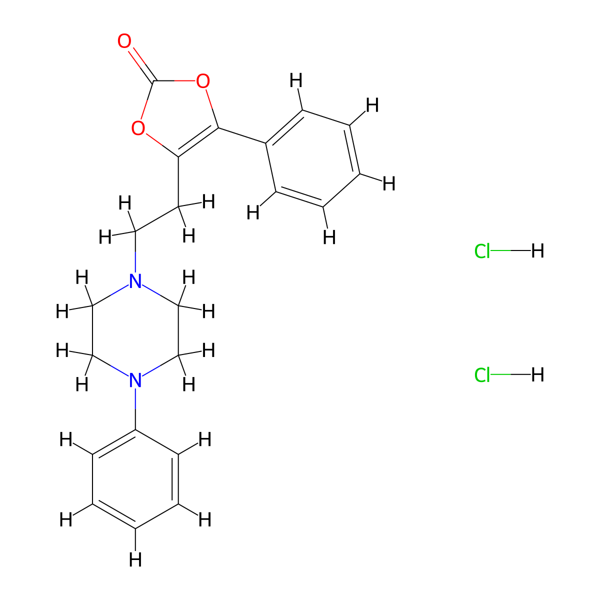 1,3-Dioxol-2-one, 4-phenyl-5-(2-(4-phenyl-1-piperazinyl)ethyl)-, dihydrochloride molecular structure, CAS 71923-00-7