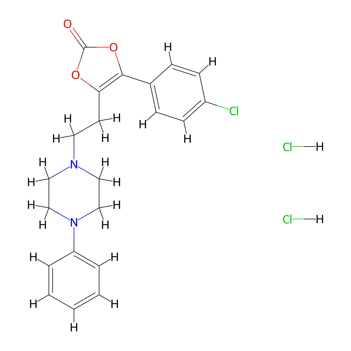 1,3-Dioxol-2-one, 4-(4-chlorophenyl)-5-(2-(4-phenyl-1-piperazinyl)ethyl)-, dihydrochloride molecular structure, CAS 71923-01-8