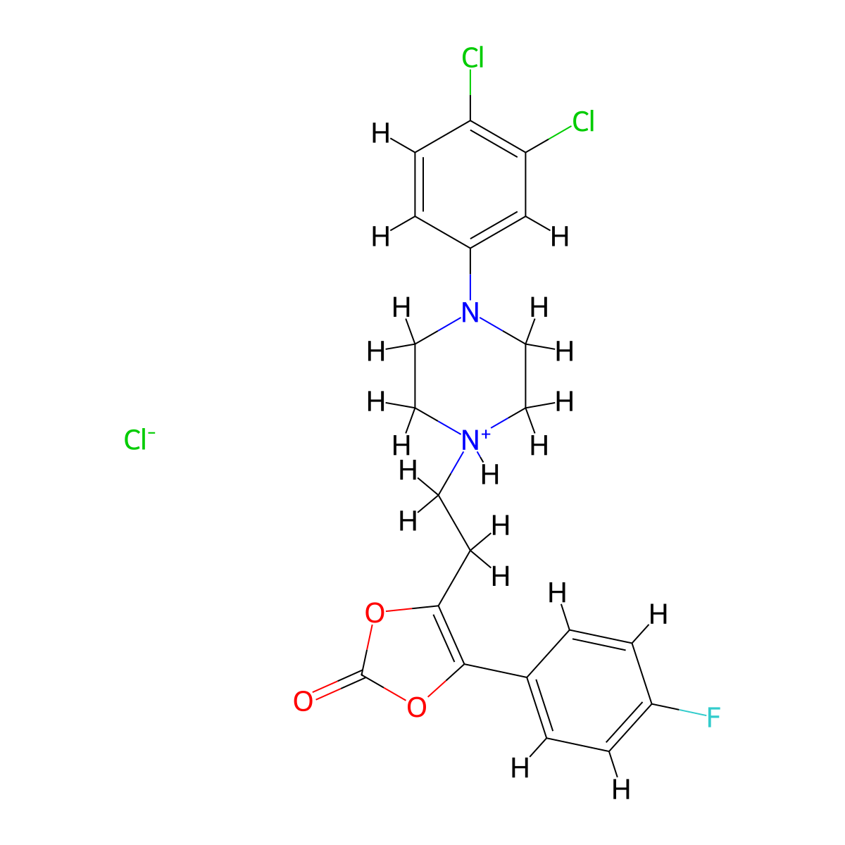 1,3-Dioxol-2-one, 5-(2-(4-(3,4-dichlorophenyl)-1-piperazinyl)ethyl)-4-(4-fluorophenyl)-, hydrochloride molecular structure, CAS 71923-07-4