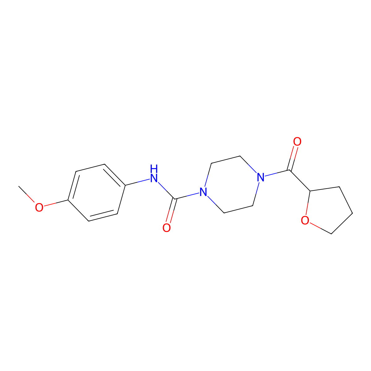 N-(4-methoxyphenyl)-4-(oxolane-2-carbonyl)piperazine-1-carboxamide molecular structure, CAS 719269-24-6