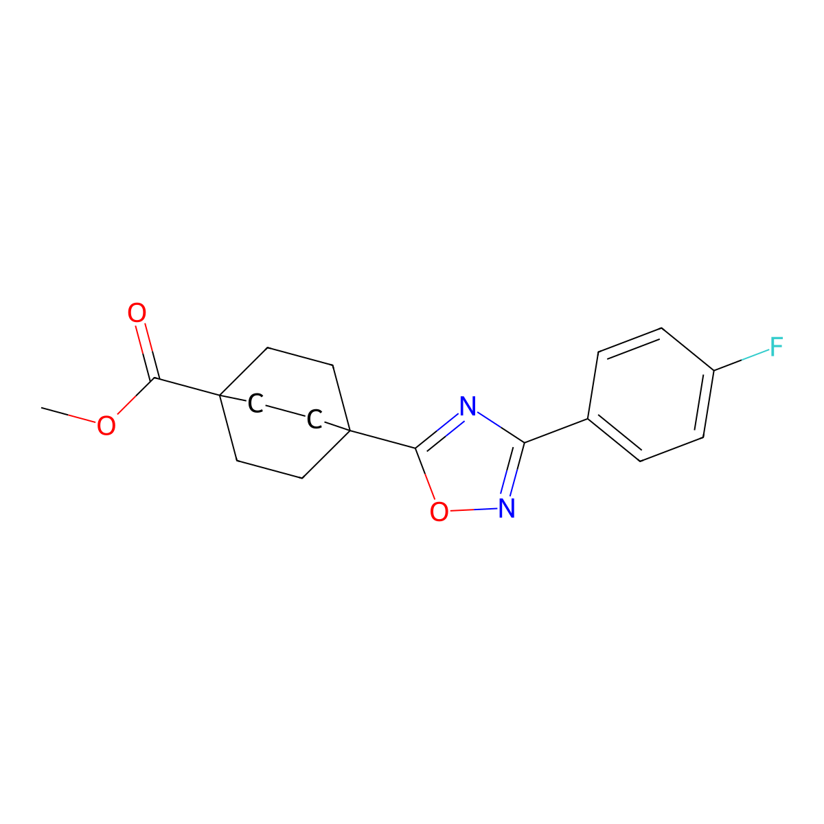 Methyl 4-(3-(4-fluorophenyl)-1,2,4-oxadiazol-5-yl)bicyclo[2.2.2]octane-1-carboxylate molecular structure, CAS 719274-56-3
