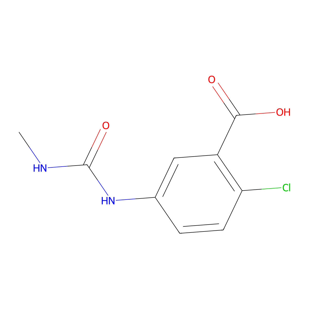 2-Chloro-5-[(methylcarbamoyl)amino]benzoic acid molecular structure, CAS 719282-08-3