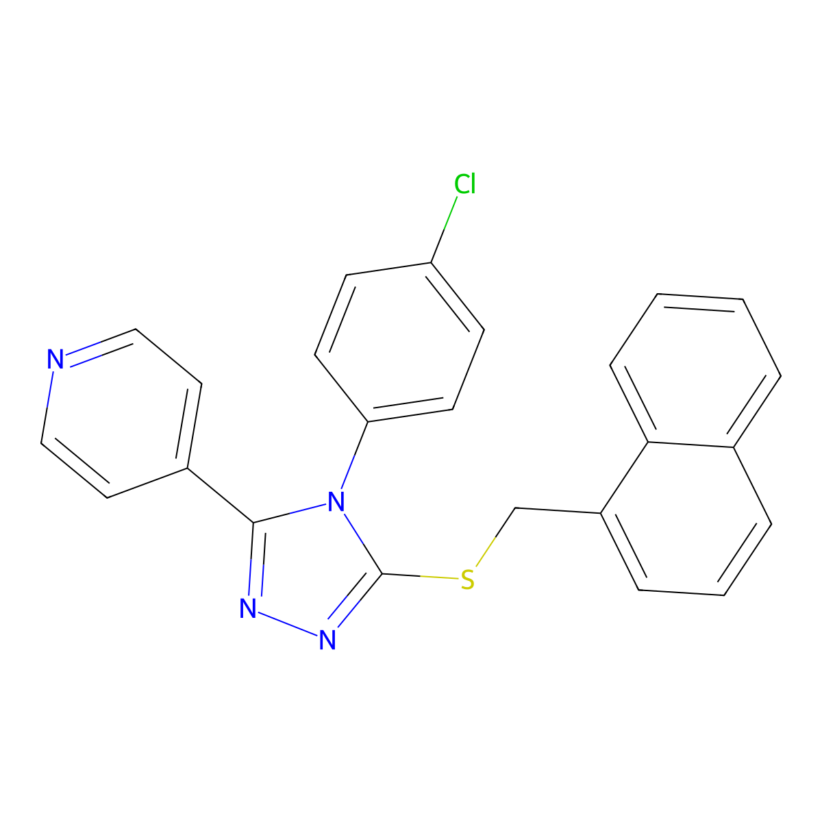 4-(4-Chlorophenyl)-3-(naphthylmethylthio)-5-(4-pyridyl)-1,2,4-triazole molecular structure, CAS 719285-57-1