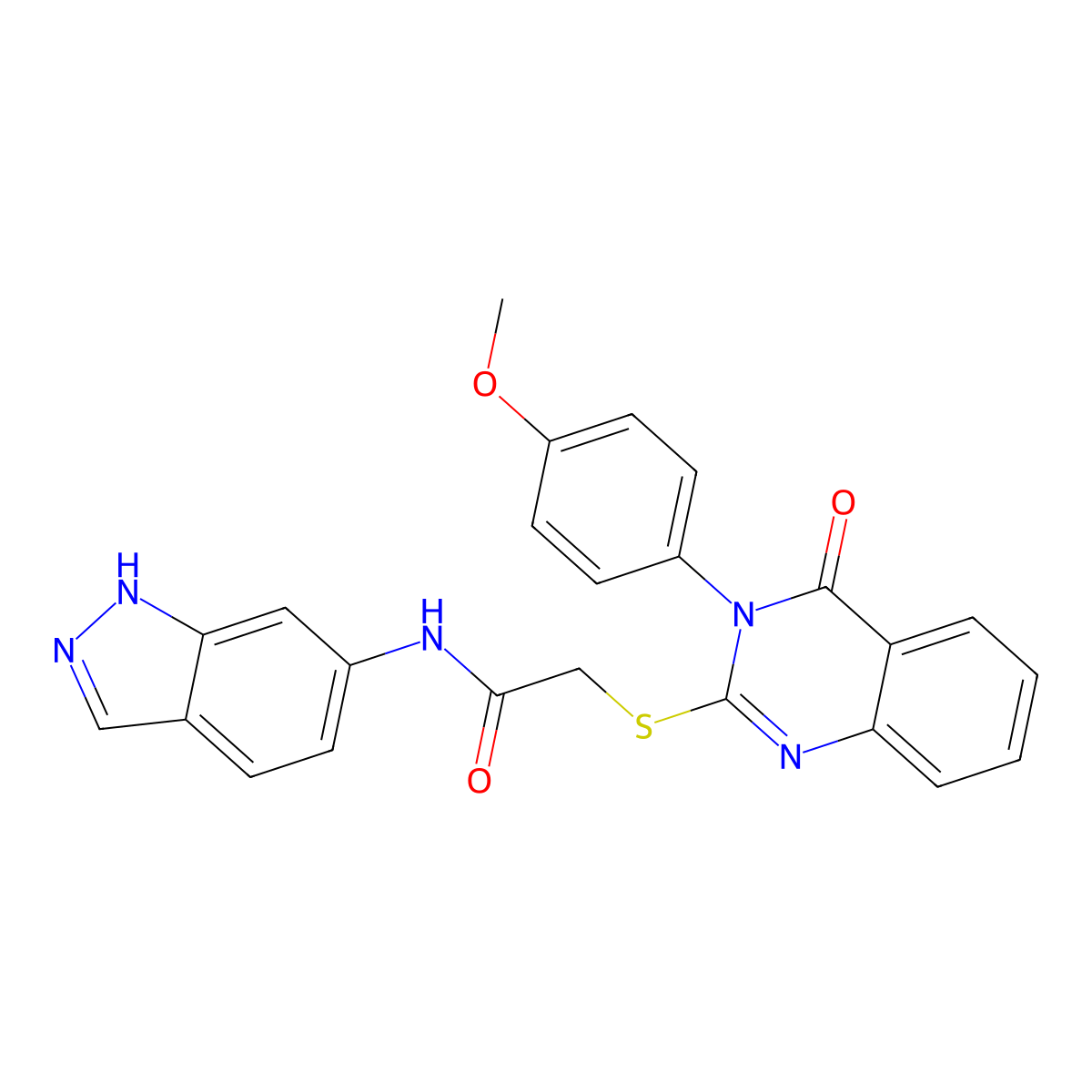 N-(1H-indazol-6-yl)-2-{[3-(4-methoxyphenyl)-4-oxo-3,4-dihydroquinazolin-2-yl]sulfanyl}acetamide molecular structure, CAS 719285-58-2
