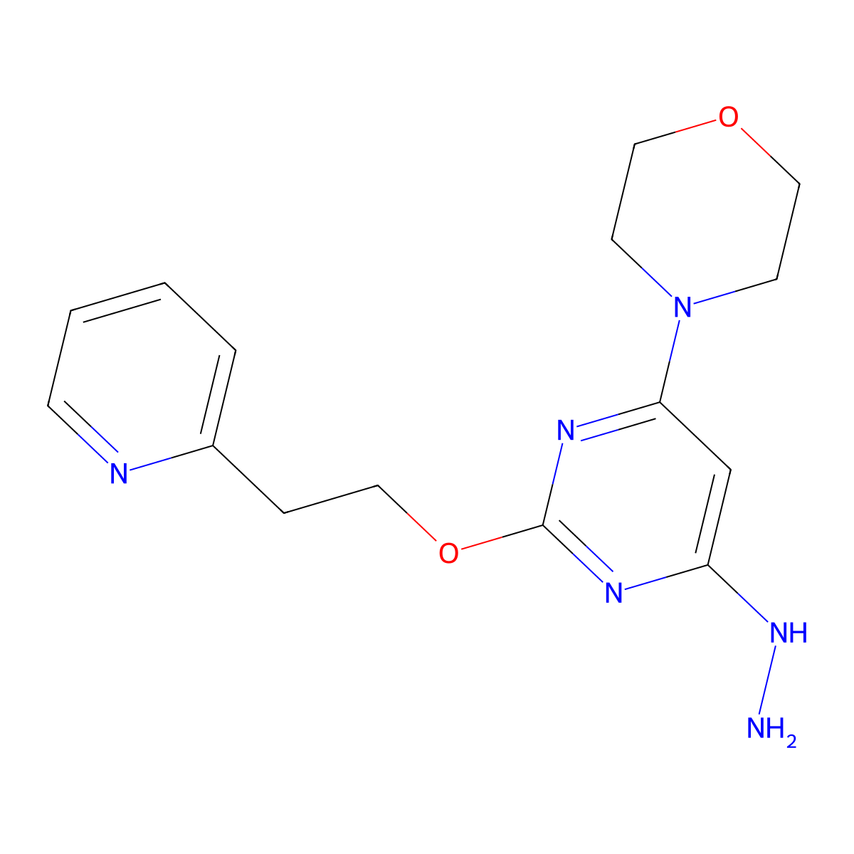 [6-Morpholin-4-yl-2-(2-pyridin-2-ylethoxy)pyrimidin-4-yl]hydrazine molecular structure, CAS 719285-83-3