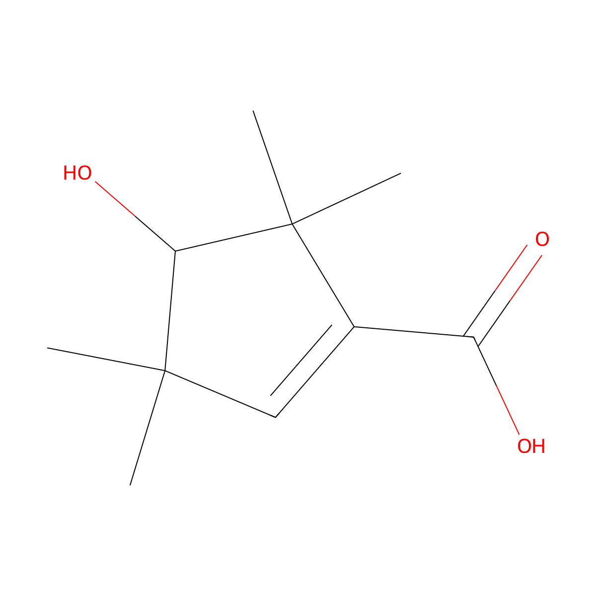 4-Hydroxy-3,3,5,5-tetramethylcyclopent-1-enecarboxylic acid molecular structure, CAS 719295-45-1