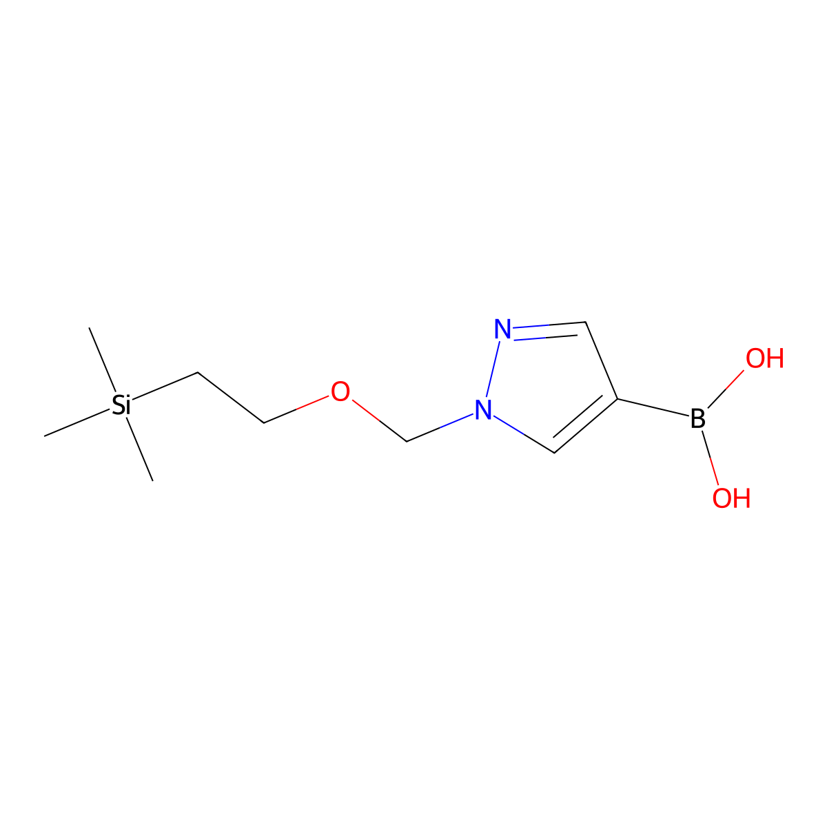 (1-((2-(Trimethylsilyl)ethoxy)methyl)-1H-pyrazol-4-yl)boronic acid molecular structure, CAS 719296-53-4