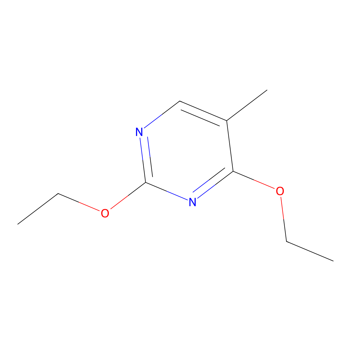Pyrimidine, 2,4-diethoxy-5-methyl- molecular structure, CAS 7193-87-5