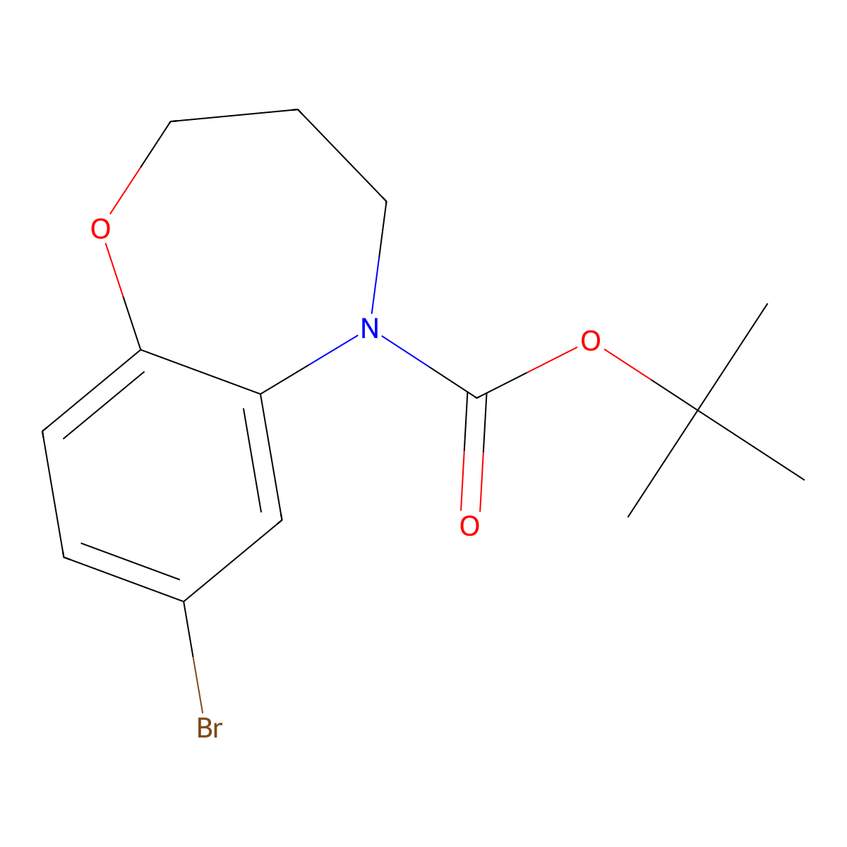Tert-butyl 7-bromo-2,3,4,5-tetrahydro-1,5-benzoxazepine-5-carboxylate molecular structure, CAS 719310-36-8
