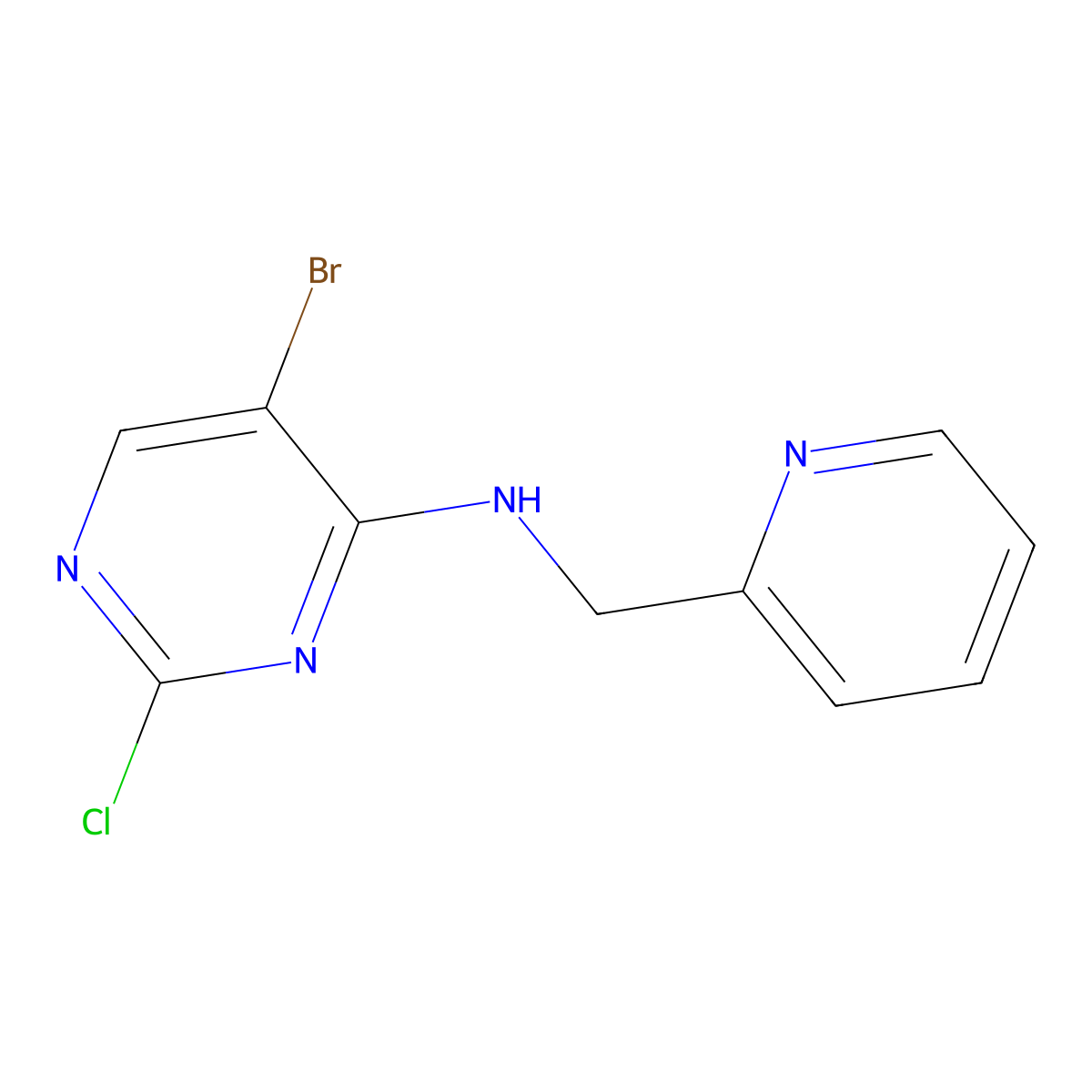 (5-Bromo-2-chloro-pyrimidin-4-yl)-(pyridin-2-ylmethyl)-amine molecular structure, CAS 719312-04-6