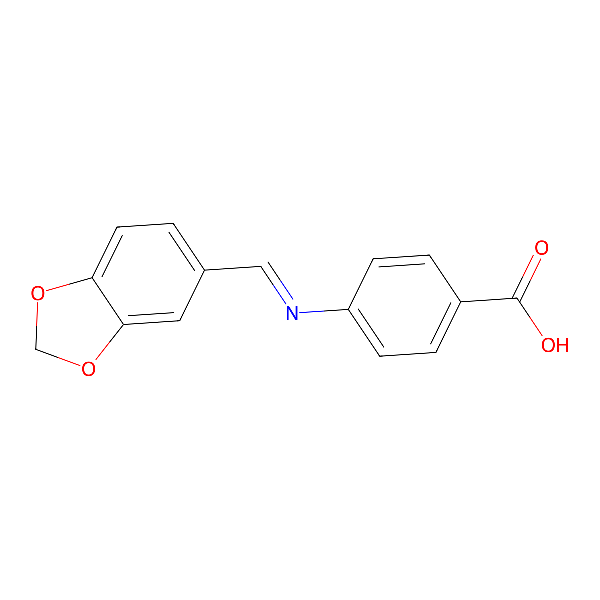 4-((1,3-Benzodioxol-5-ylmethylene)amino)benzoic acid molecular structure, CAS 71937-10-5