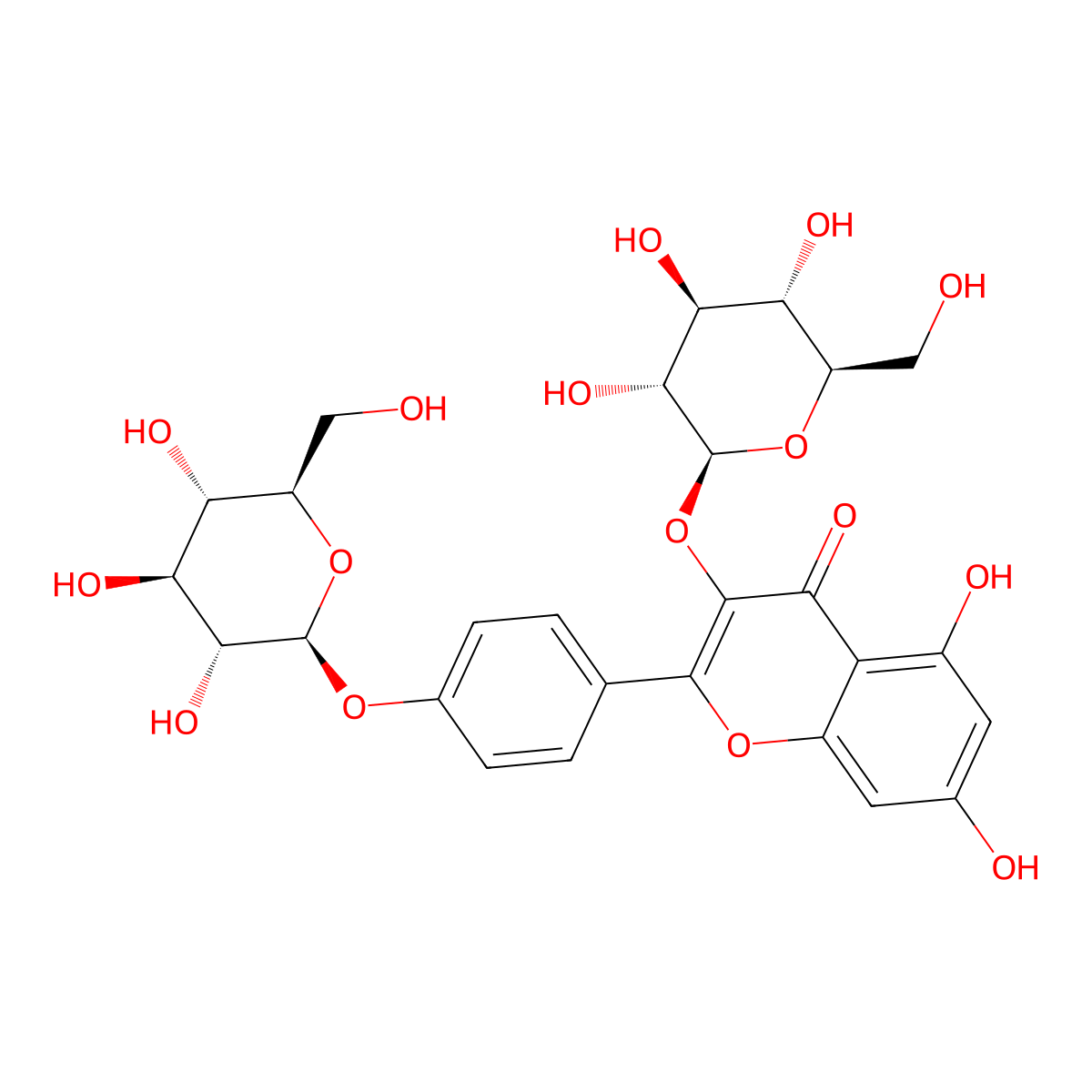 Kaempferol 3,4'-diglucoside molecular structure, CAS 71939-16-7