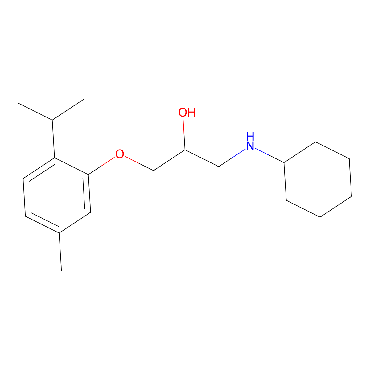 1-(Cyclohexylamino)-3-(2-isopropyl-5-methylphenoxy)-2-propanol molecular structure, CAS 71947-22-3