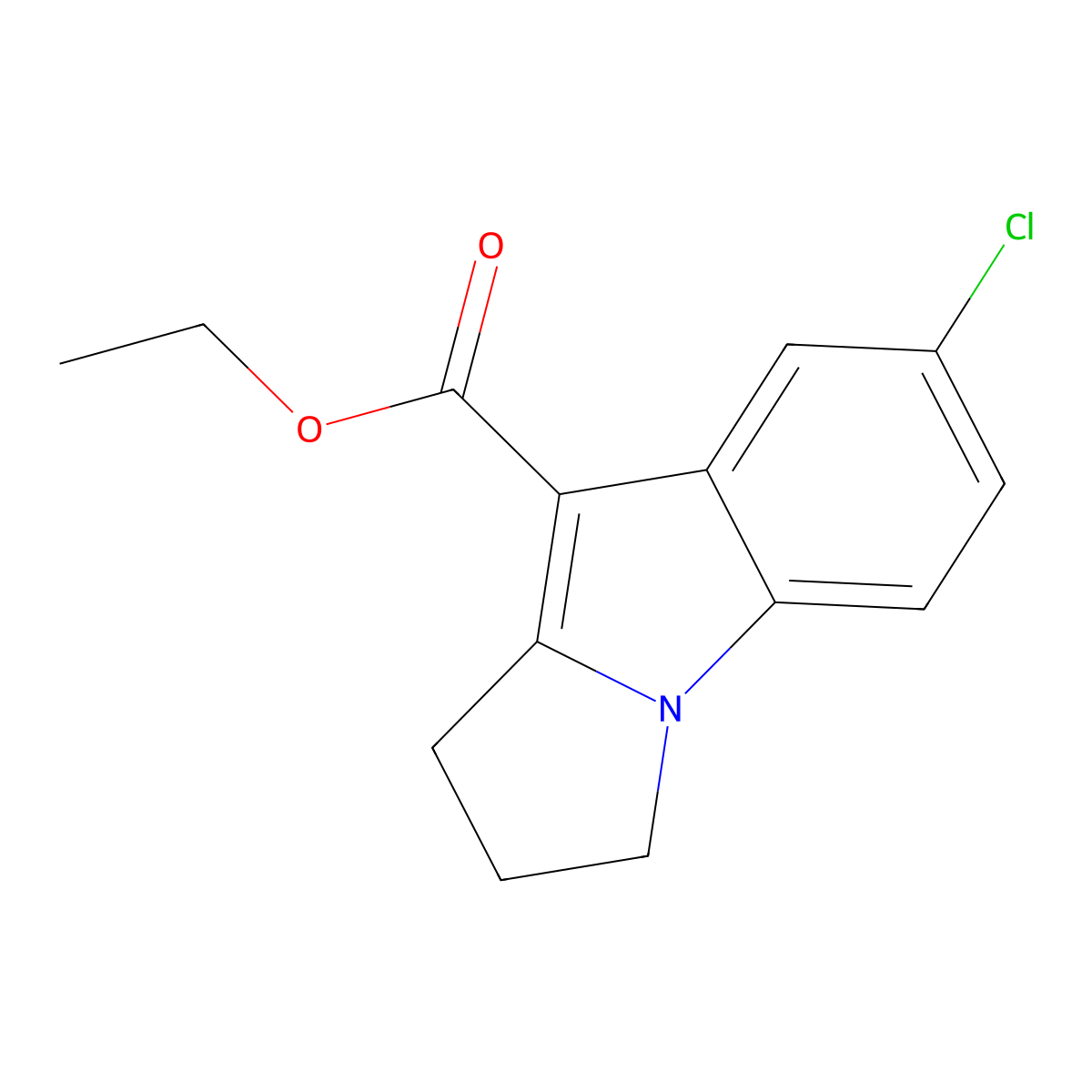 Ethyl 7-chloro-2,3-dihydro-1H-pyrrolo[1,2-a]indole-9-carboxylate molecular structure, CAS 71948-61-3