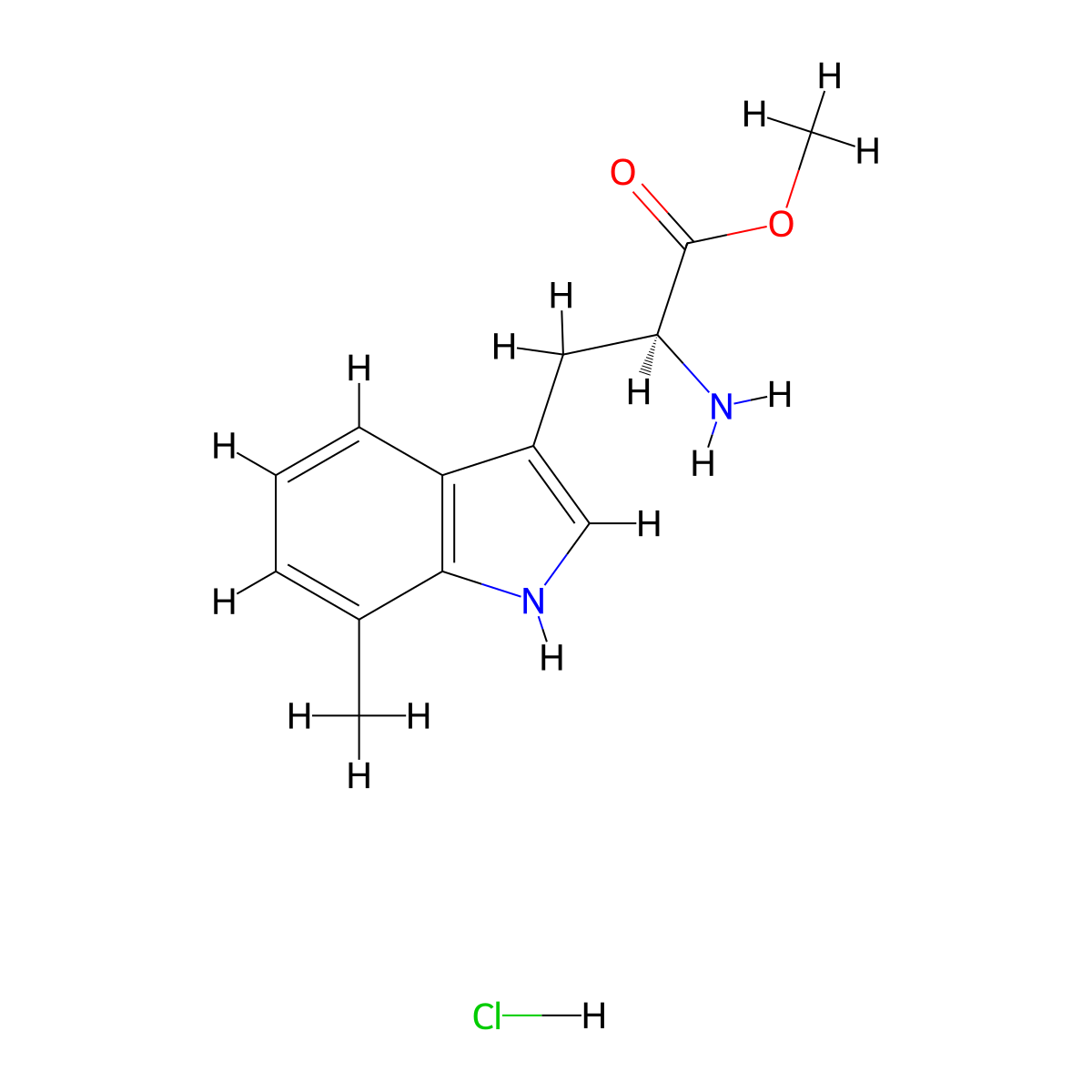 methyl (2S)-2-amino-3-(7-methyl-1H-indol-3-yl)propanoate hydrochloride molecular structure, CAS 71954-14-8