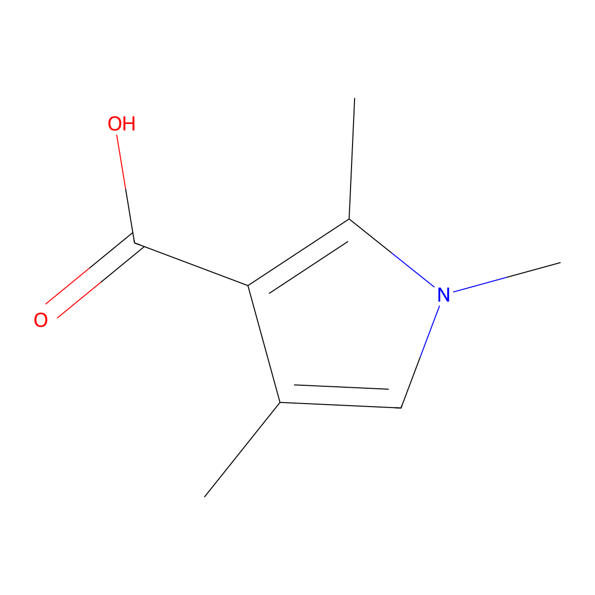 1,2,4-Trimethyl-1H-pyrrole-3-carboxylic acid molecular structure, CAS 71959-94-9
