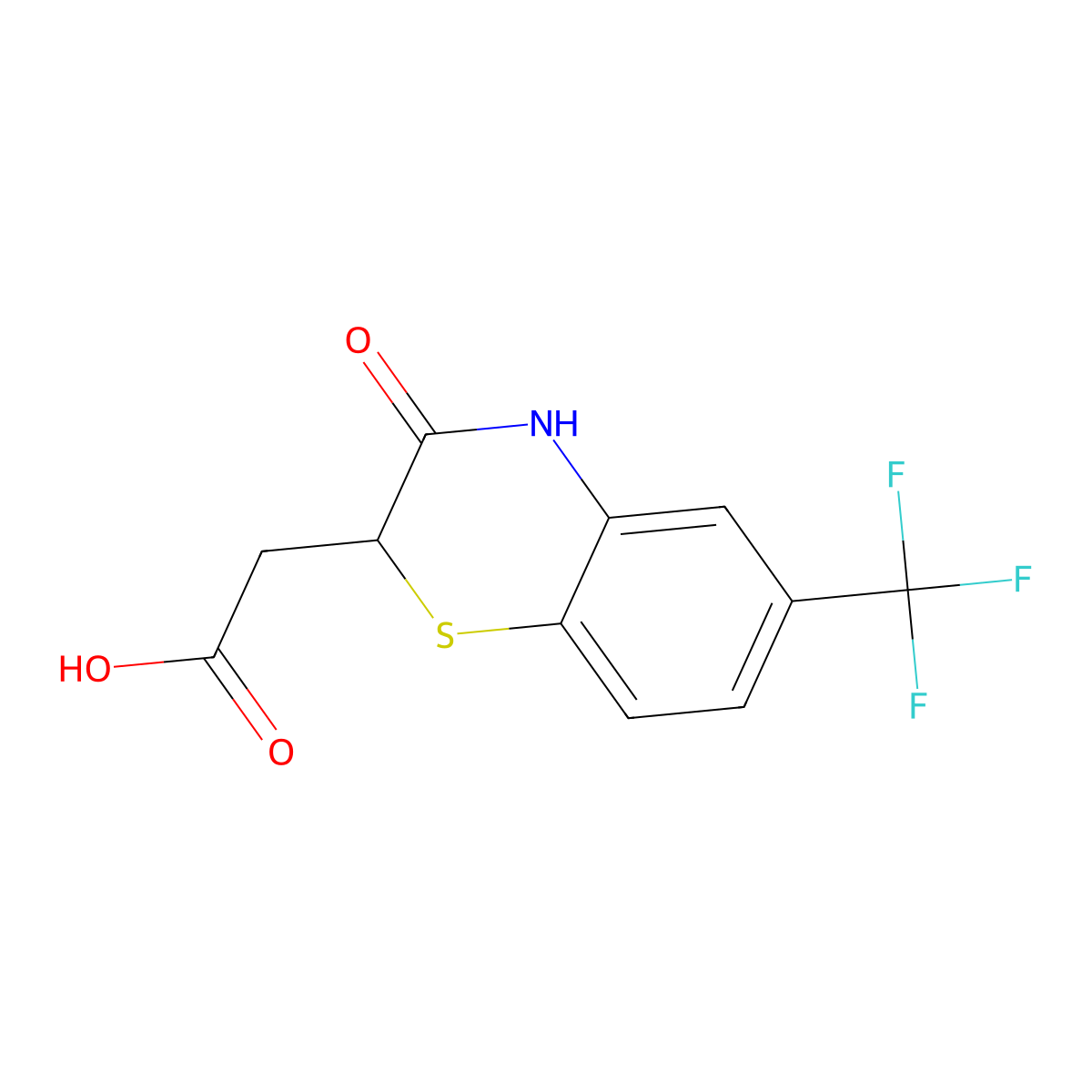 2-(3-oxo-6-(trifluoromethyl)-3,4-dihydro-2H-1,4-benzothiazin-2-yl)acetic acid molecular structure, CAS 7196-94-3