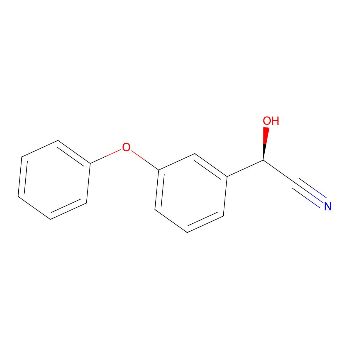 Benzeneacetonitrile, alpha-hydroxy-3-phenoxy-, (alphaR)- molecular structure, CAS 71962-66-8