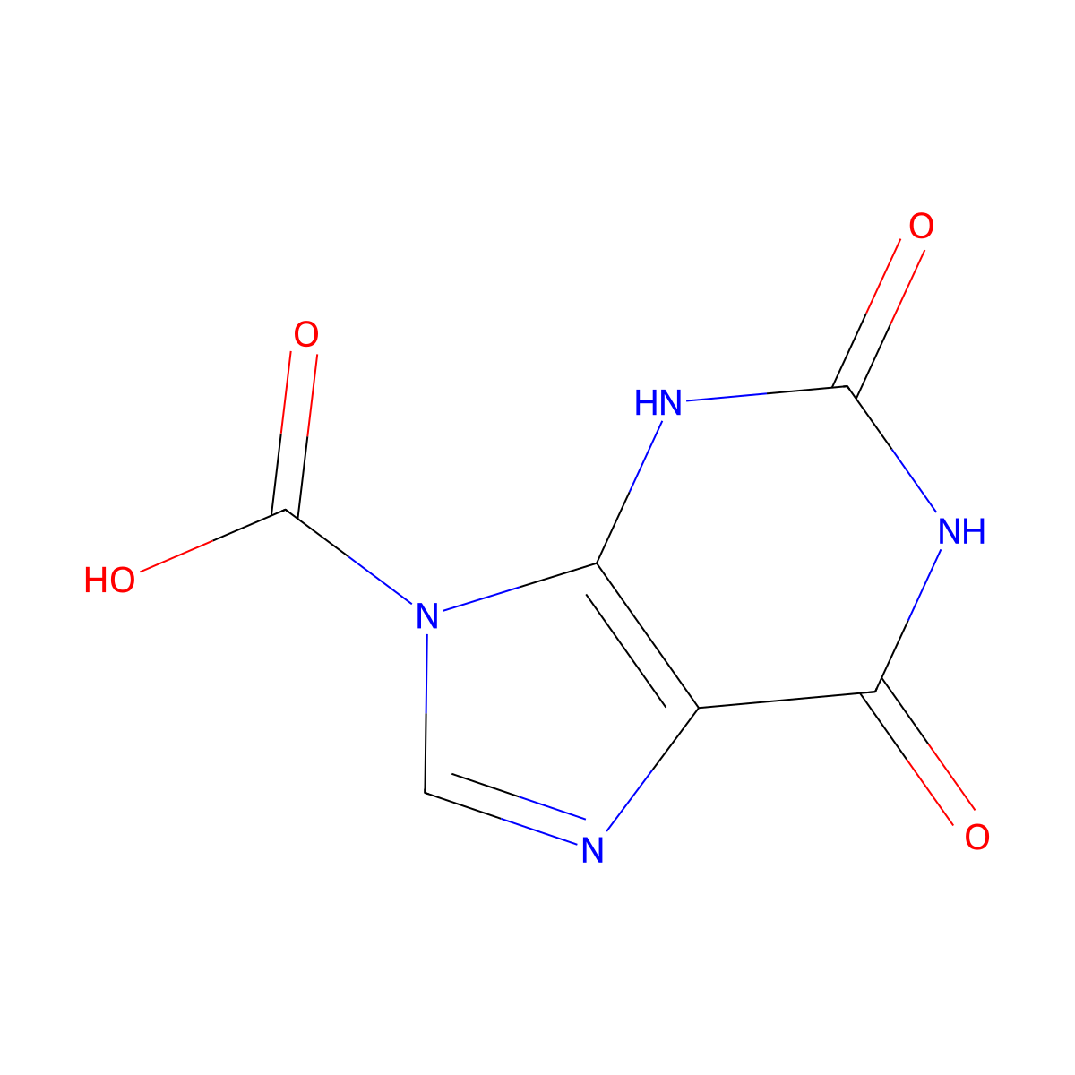 1,2,3,6-Tetrahydro-2,6-dioxo-9H-purine-9-carboxylic acid molecular structure, CAS 71965-22-5