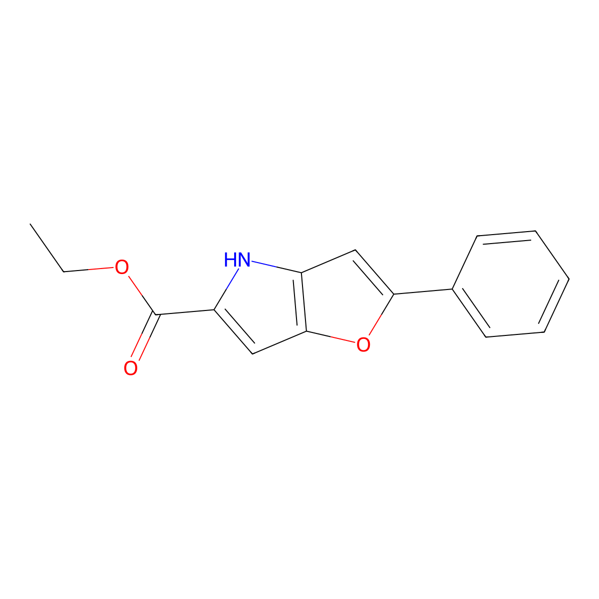 ethyl 2-phenyl-4H-furo[3,2-b]pyrrole-5-carboxylate molecular structure, CAS 71971-00-1