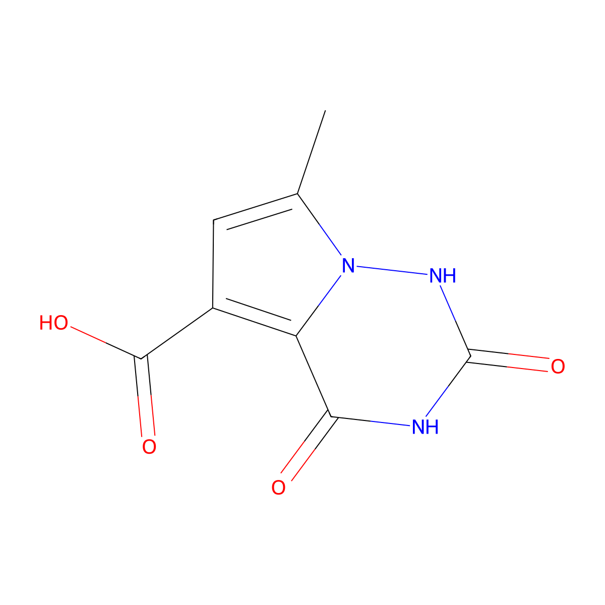 7-Methyl-2,4-dioxo-1,2,3,4-tetrahydropyrrolo[2,1-f][1,2,4]triazine-5-carboxylic acid molecular structure, CAS 71971-29-4