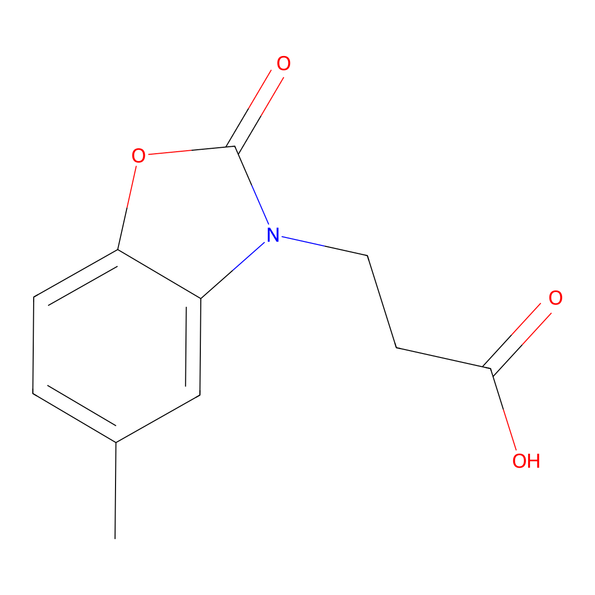 3-(5-Methyl-2-oxo-benzooxazol-3-yl)-propionic acid molecular structure, CAS 71977-76-9