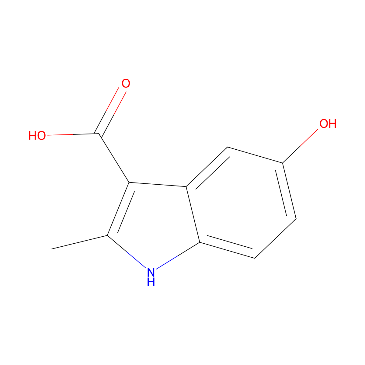 5-hydroxy-2-methyl-1H-indole-3-carboxylic acid molecular structure, CAS 71982-15-5