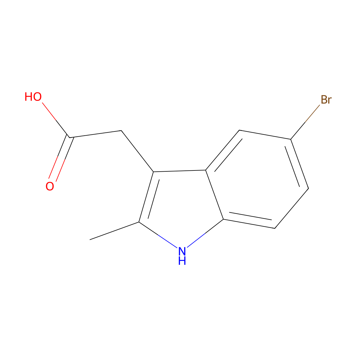 2-(5-bromo-2-methyl-1H-indol-3-yl)acetic acid molecular structure, CAS 71987-66-1