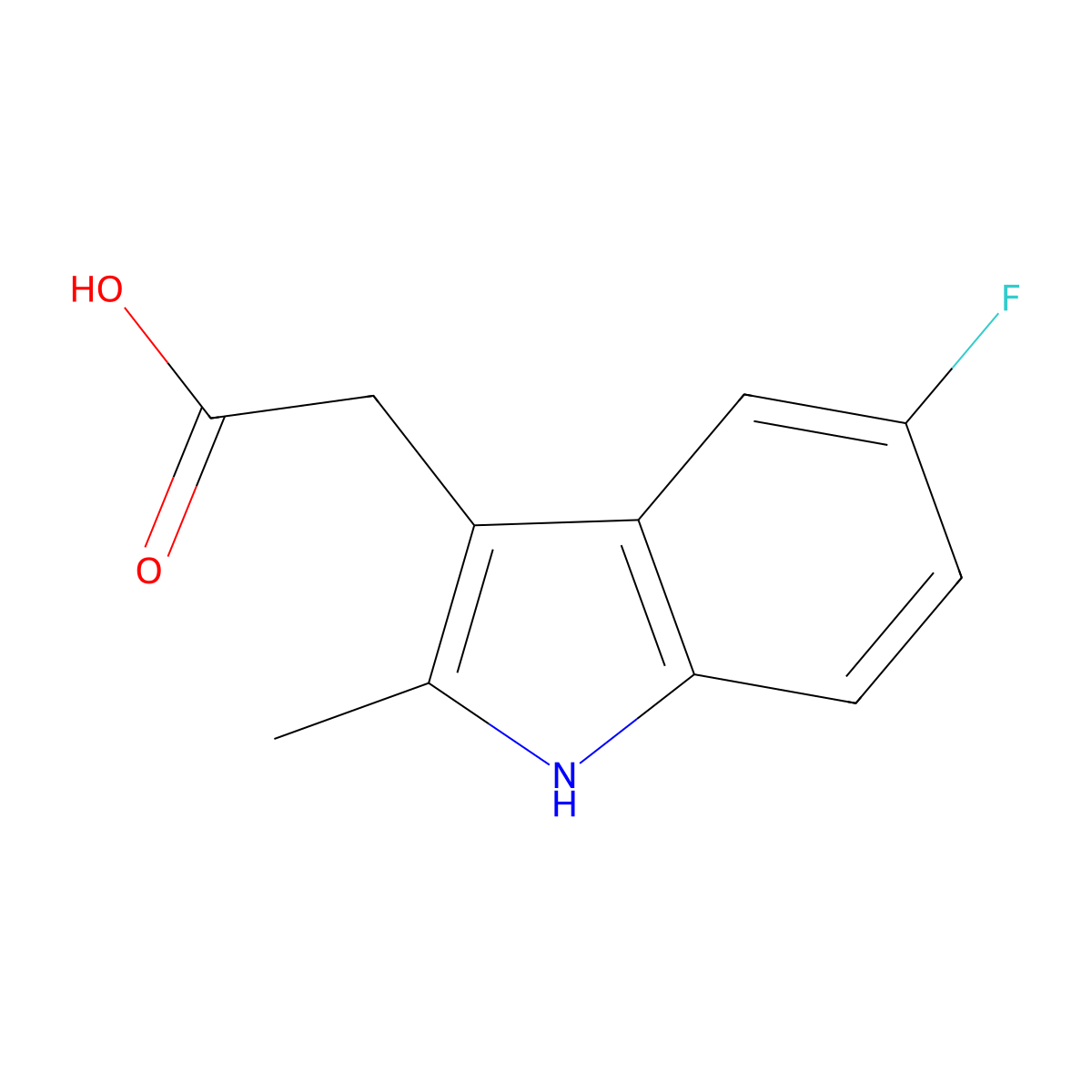 (5-fluoro-2-methyl-1H-indol-3-yl)acetic acid molecular structure, CAS 71987-67-2