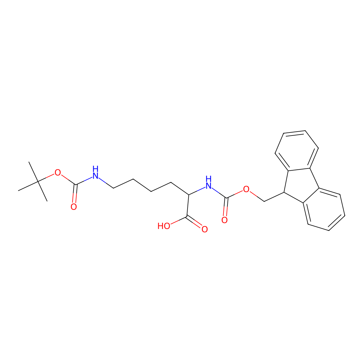 N6-(tert-Butoxycarbonyl)-N2-((9H-fluoren-9-ylmethoxy)carbonyl)-L-lysine molecular structure, CAS 71989-26-9