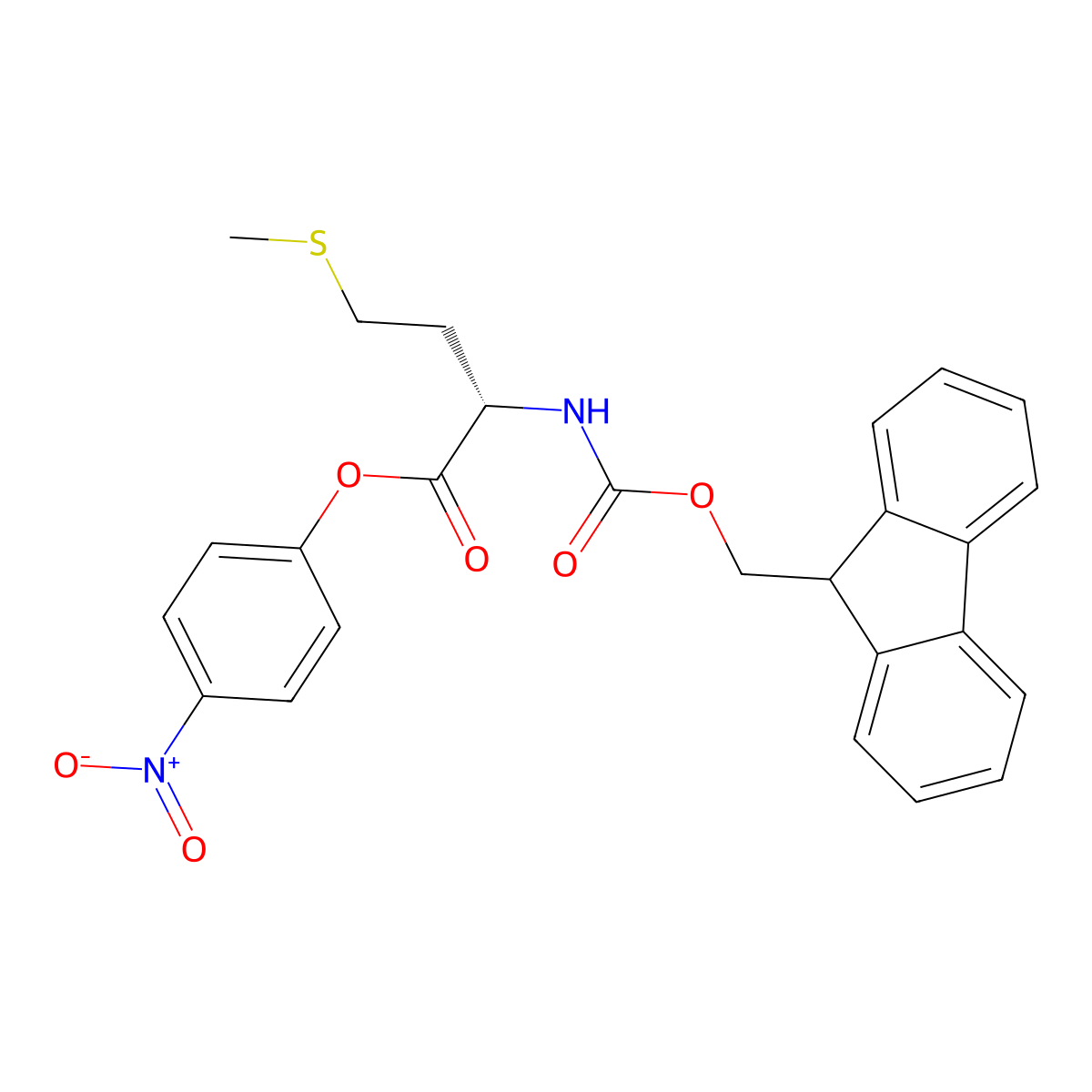(S)-4-Nitrophenyl 2-((((9H-fluoren-9-yl)methoxy)carbonyl)amino)-4-(methylthio)butanoate molecular structure, CAS 71989-29-2