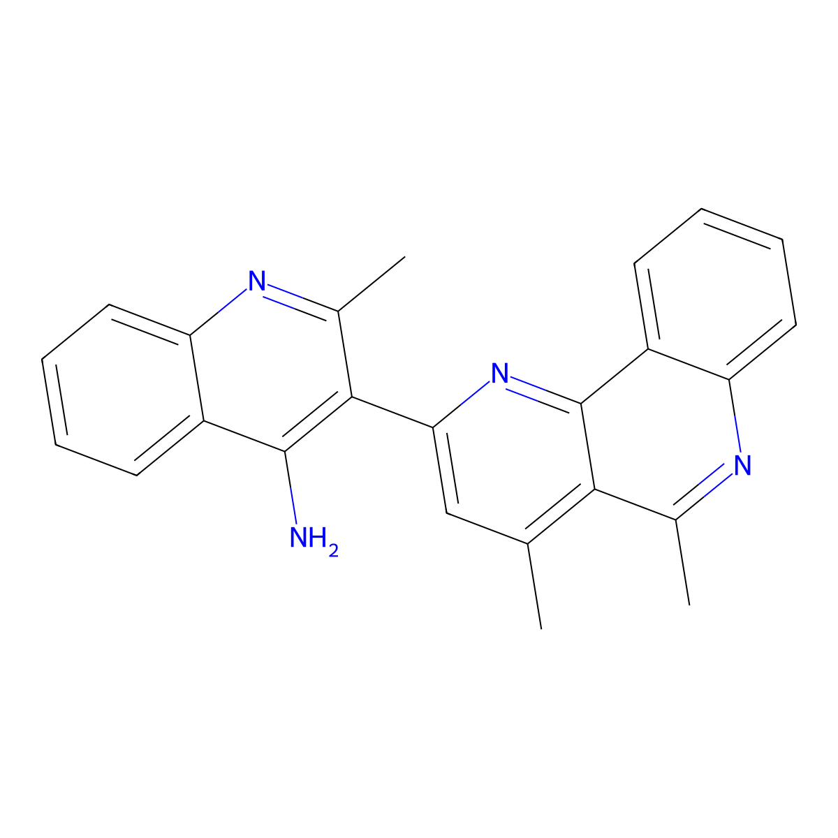 3-(4,5-Dimethylbenzo(H)-1,6-naphthyridin-2-yl)-2-methyl-4-quinolinamine molecular structure, CAS 71993-16-3