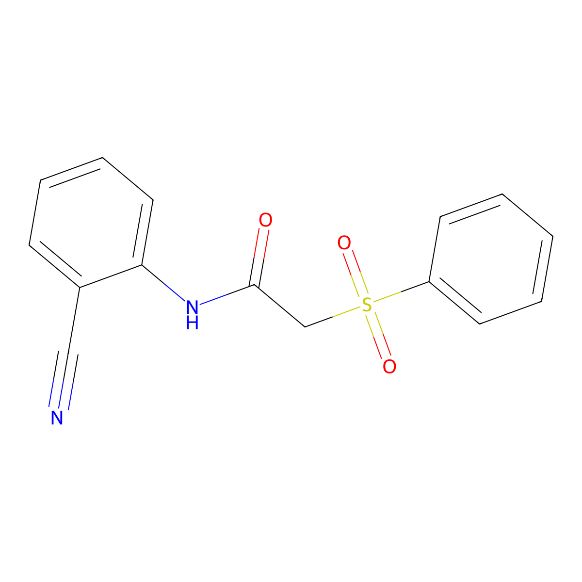 N-(2-cyanophenyl)-2-(phenylsulfonyl)acetamide molecular structure, CAS 71993-22-1