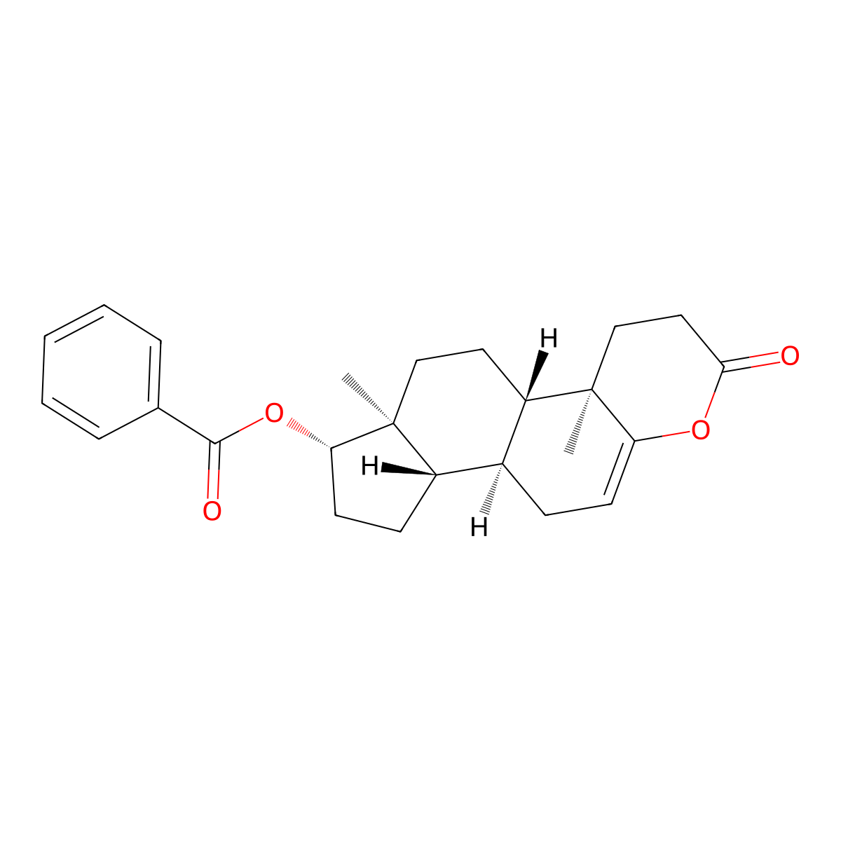 (17beta)-17-(Benzoyloxy)-4-oxaandrost-5-en-3-one molecular structure, CAS 71996-13-9