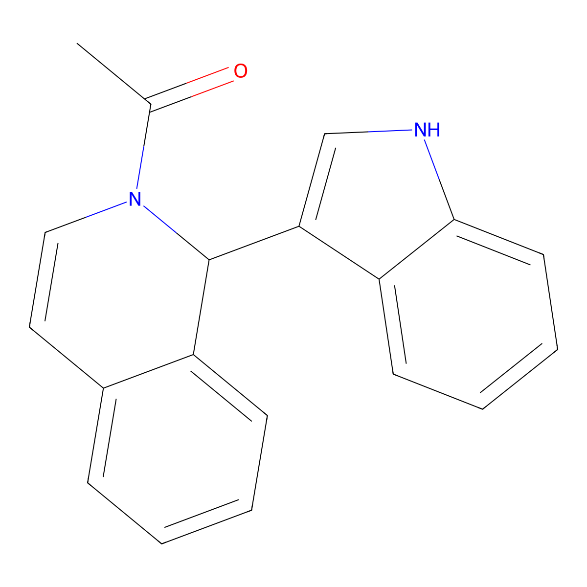 Isoquinoline, 2-acetyl-1,2-dihydro-1-(1H-indol-3-yl)- molecular structure, CAS 71999-22-9
