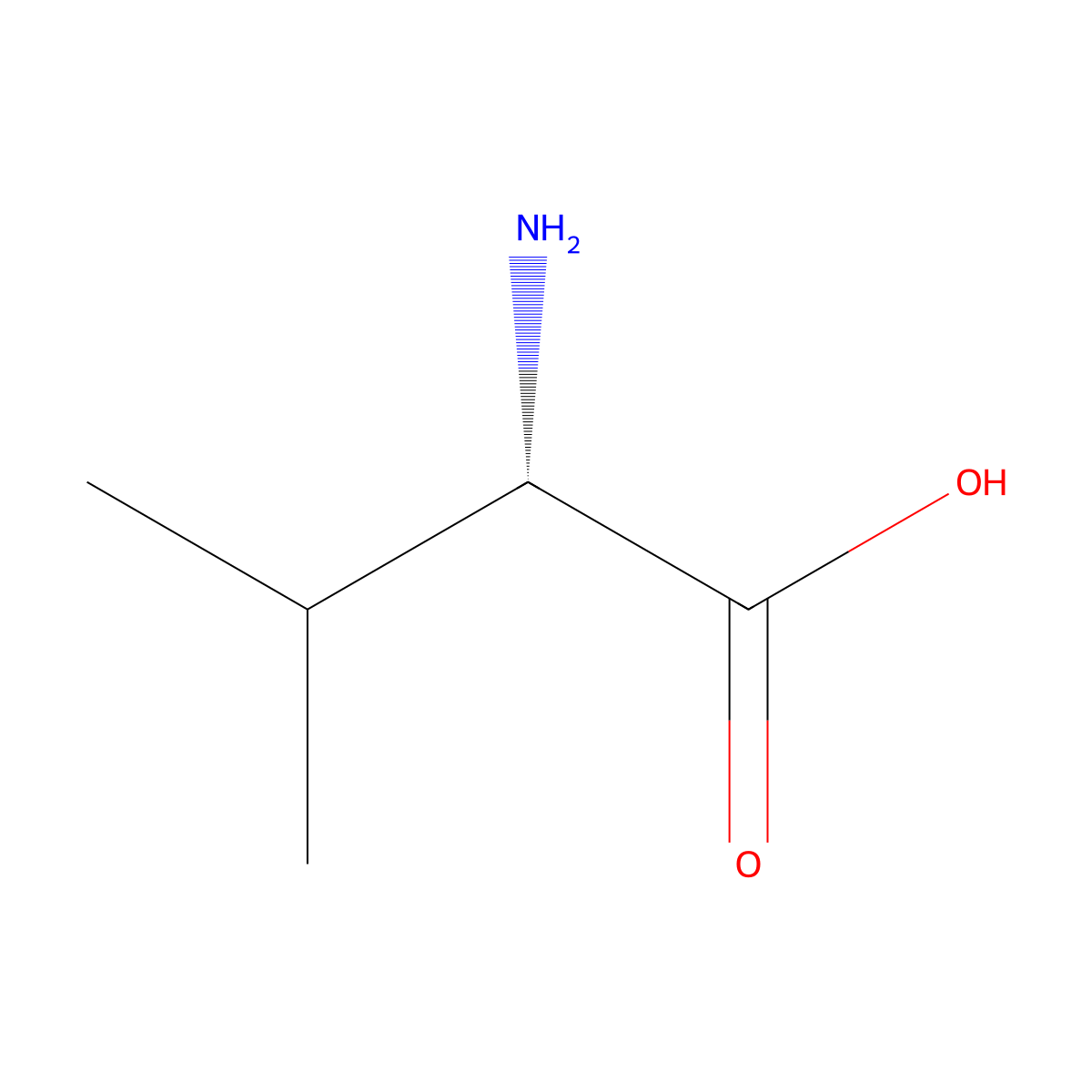 L-Valine molecular structure, CAS 72-18-4