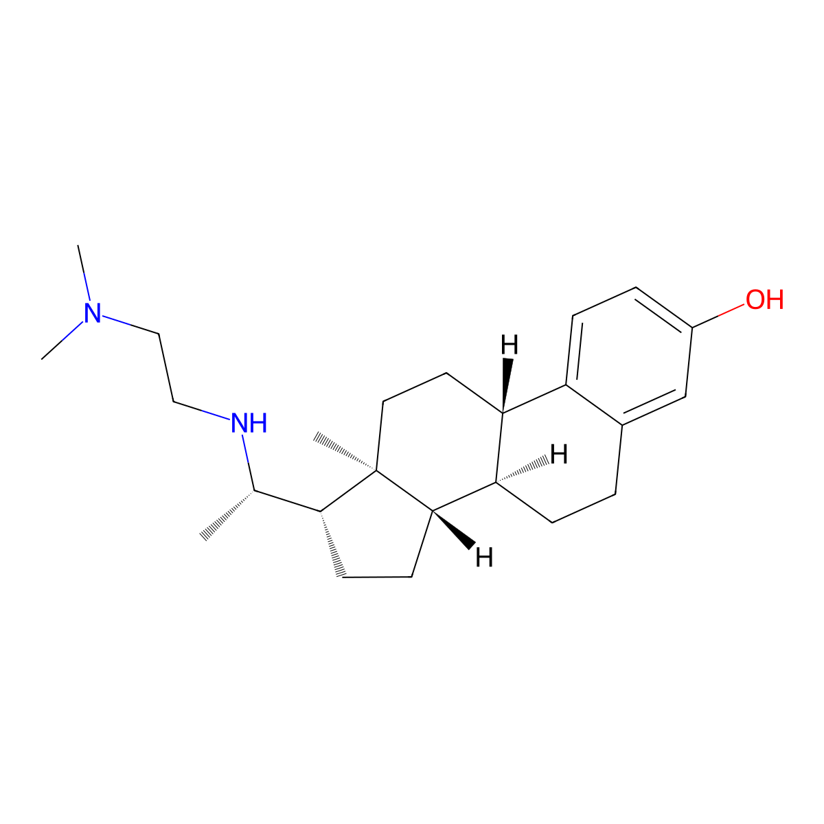 (8S,9S,13S,14S,17S)-17-[(1S)-1-[2-(dimethylamino)ethylamino]ethyl]-13-methyl-6,7,8,9,11,12,14,15,16,17-decahydrocyclopenta[a]phenanthren-3-ol molecular structure, CAS 72-37-7