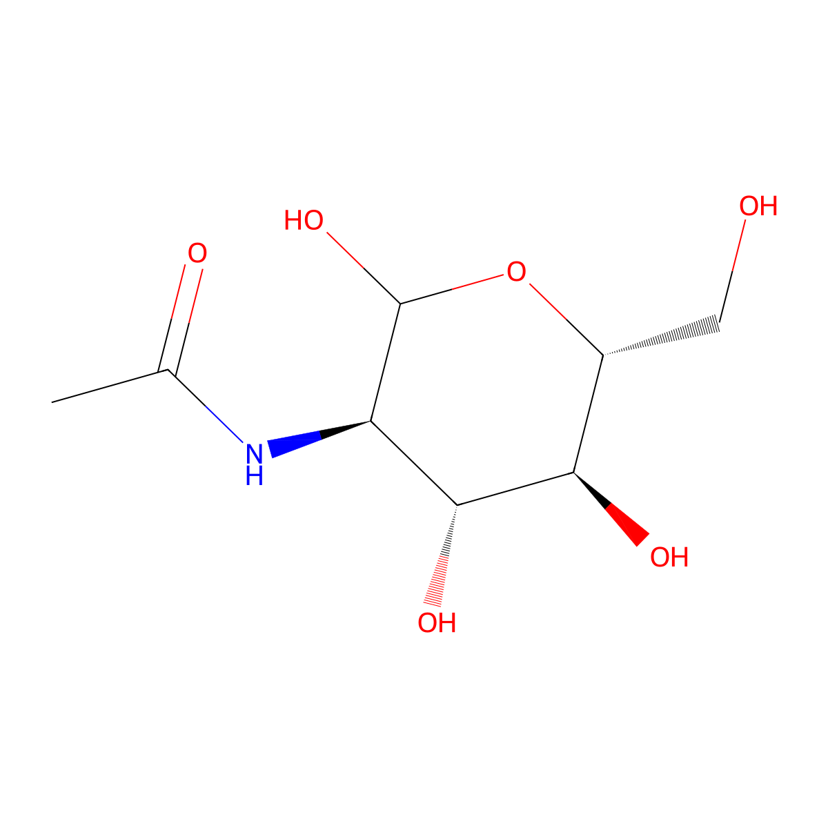N-Acetyl-D-Glucosamine molecular structure, CAS 72-87-7