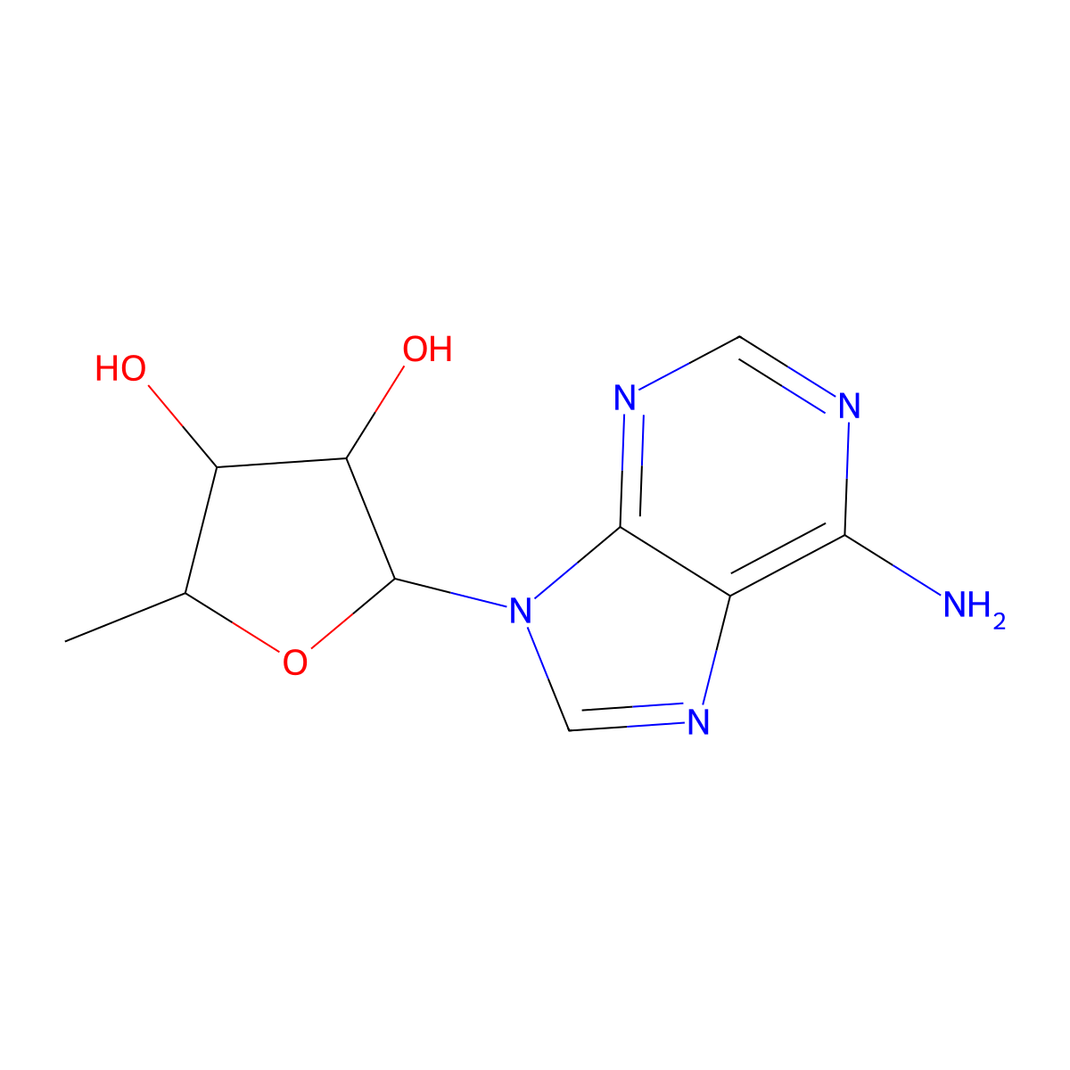 9-(5-Deoxypentofuranosyl)-9H-purin-6-amine molecular structure, CAS 72-90-2